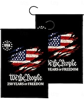  Conjunto de 2 bandeiras dos EUA comemorativas do 250º aniversário, bandeiras patrióticas de jardim dupla face com a Estátua da Liberdade, decorações para o 4 de julho para a celebração dos 250 anos dos EUA, produtos comemorativos dos 250 anos dos EUA, 177