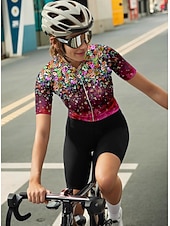 tanie Damskie koszulki-Damskie Koszulka rowerowa Graficzny Gradient Kwiatowy / Roślinny Krótki rękaw Rower Dżersej Top z 3 tylnymi kieszeniami Filtr przeciwsłoneczny Odporny na UV Szybkie wysychanie Odblaskowe paski Sport