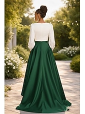 economico Abiti da Sera a Linea A-Linea ad A Asimmetrico Abiti da Cocktail Abito da Sera Da principessa Abito formale Elegante Monocolore Alto Basso Manica 3/4 Scollo a V Formale Ospite di nozze Raso con Arricciato