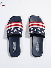  Γυναικεία σανδάλια με φλατ slides για την 250ή επέτειο των ΗΠΑ - πατριωτικά παπούτσια με αστέρια και ρίγες για παρελάσεις της ημέρας ανεξαρτησίας του 2026, καλοκαιρινά φεστιβάλ και υπαίθριες γιορτές