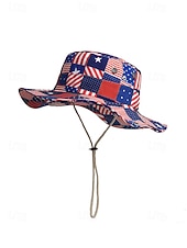 Недорогие Аксессуары-Женская ковбойская шляпа-панама из полиэстера с принтом, 2 в 1, многофункциональная, с патриотическим дизайном в виде флага США, идеально подходит для празднования 250-летия США, Дня независимости и повседневной носки.