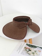 abordables Accesorios de vacaciones-Sombrero de paja con ala ancha para mujer, plegable, abierto en la parte superior, varios colores, ligero, ideal para playa, viajes, uso casual, vacaciones y actividades al aire libre.