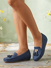 halpa Naisten mokkasiinit ja loaferit-Naisille rento arkipäivän metalliset tupsulihakset - kenkien kenkä pyöreä kärki klassinen rento mukavuus tekonahkaa musta sininen ruskea