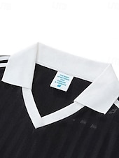 ieftine tricou simplu-Pentru femei Tricouri Tricou sport Echipament sportiv Bloc de Culoare Dungi Stilat Casual Manșon scurt În V Gulerul Polo Crop Tops Sport Ieșire Sfârșit de săptămână Negru Alb Galben Cafea Var