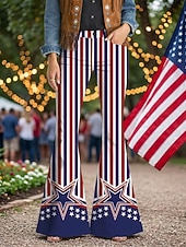  250° anniversario USA Retrò Vintage Anni '70 Pantaloni Pantaloni a zampa d'elefante Hippie Disco Vita alta Costume Per donna Mascherata 4 Luglio Feste Giorno dell'Indipendenza Adulti Pantaloni