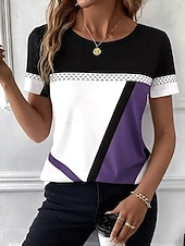  イースター 女性用 Tシャツ プリント グラフィック チェック 抽象的 ヴィンテージ スタイリッシュ クラシック 半袖 長袖 クルーネック ラウンドネック レギュラートップス 日常 ブルー グレー 白 / グリーン ルビーレッド パープル 夏 春 秋