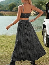 Χαμηλού Κόστους Boho φορέματα-Γυναικεία Μίντι φόρεμα Φόρεμα Boho Καθημερινό φόρεμα Σλιπ Φόρεμα Κομψό Μοντέρνα Διακοπές Εξόδου Σαββατοκύριακο Κανονικό Γεωμετρικό Αμάνικο Λαιμόκοψη V Μαύρο Κίτρινο Μπορντώ Πράσινο του τριφυλλιού