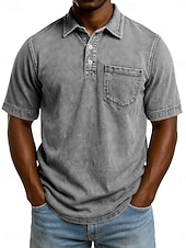 halpa Miesten klassinen poolopaita-SoftFade™ Miesten Happopesu Paita Puuvilla Polo Paita Rentoa Lomaa Kauluskaveri Värikästä Polo Kaulusta Lyhythihainen Muoti Perus Yksinkertainen Vintage Haalistunut Kesä Kevät Normaalimallinen Musta