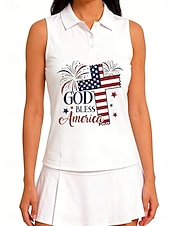 cheap Women's Shirt-Independence Day America's 250th Anniversary Women's Graphic Athletic Shirt Tennis Polo Shirts Tank Tops Sleeveless Elastic Sweat-Wicking Breathable Volleyball Tennis Pickleball Polo Collar Tank Top
