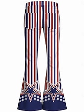  250° anniversario USA Retrò Vintage Anni '70 Pantaloni Pantaloni a zampa d'elefante Hippie Disco Vita alta Costume Per donna Mascherata 4 Luglio Feste Giorno dell'Indipendenza Adulti Pantaloni