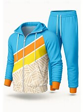 billige joggedresser-Herre Sportsklær fra 80-tallet Hattetrøje Joggedress Snorer Ta igjen glidelåsen Geometrisk Treningsdrakt Høst Vinter Svart Rosa Spandex Yrke Utendørs Reise Lettvekt Mote Langermet Sport Sportsklær