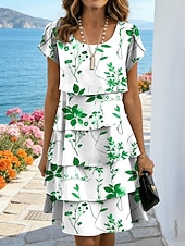 economico Abiti floreali-Per donna Mini Abito Abito a Tubino Vacanza Casual Boho Quotidiano Data Vestibilità regolare Floreale Grafico Manica Corta Girocollo Blu Giallo Viola Verde Estate Primavera