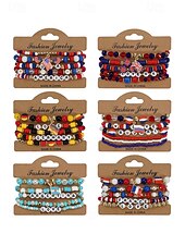 preiswerte Zubehör-Damen-Armbandset in Flaggenfarben, stapelbarer Fächerschmuck aus Legierung in verschiedenen Länderdesigns für Fußballspiele, Teamunterstützung, lässige Alltagskleidung und Spieltagsoutfits.