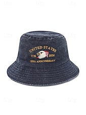  Мужская хлопковая панама с вышитым орлом, разноцветная патриотическая шляпа в честь 250-летия независимости США, для повседневной носки, путешествий, отдыха и фестивалей на открытом воздухе.