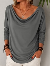 economico Bluse Eleganti-Per donna Camicia Blusa Patchwork Tinta unica Semplice Elegante Classico Moderno Manica Lunga Scollo a Cascata Top Regolari Quotidiano Ferie Uscire Nero Blu Reale Marrone chiaro Verde Grigio Estate