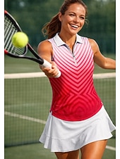 tanie Koszula damska-Damskie Gradient Pasek Topy Koszulka sportowa Koszulka polo Koszulka do tenisa Bez rękawów Zamek Kwiaty UPF50+ Odporny na UV Wysoka elastyczność Odprowadza wilgoć Oddychający Siatkówka Bransoletka