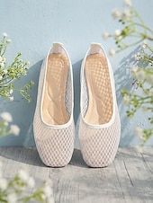 economico Ballerine da donna-ballerine da donna in rete traspirante bianca, scarpe casual leggere e slip-on per i viaggi, estate &amp;comfort quotidiano