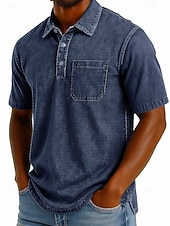 halpa Miesten klassinen poolopaita-SoftFade™ Miesten Polo-Paidat 100% Puuvillaa Happopesu Paita Rentoa Lomaa Kauluskaveri Lyhythihainen Muoti Perus Yksinkertainen Vintage Haalistunut Kesä Kevät Normaalimallinen Musta Vaaleanvihreä