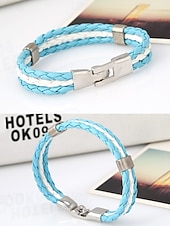 economico Accessori-Bracciale da uomo intrecciato in similpelle, disponibile in diversi colori, ispirato alla bandiera americana, ideale per partite di calcio, tifosi, tifosi di football, per lo spirito di squadra e per un look casual da giorno di partita.