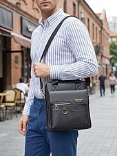 Χαμηλού Κόστους Ανδρικές τσάντες-ανδρική τσάντα ώμου από τεχνητό δέρμα σε πολλά χρώματα, μεγάλης χωρητικότητας, με πολλές τσέπες και χιαστί τσαντάκι για καθημερινή χρήση, εργασία, μετακινήσεις και ταξίδια