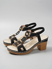 abordables Sandales à talons-Sandales blanches à talons carrés ajourées pour femmes – chaussures d'été élégantes pour une tenue décontractée, une garden-party, un rendez-vous ou au quotidien.