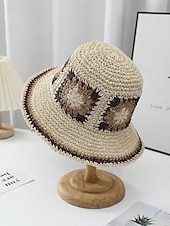 preiswerte Urlaubszubehör-Gewebter Damen-Sonnenhut im Boho-Stil, mehrfarbig, faltbar, perfekt für Strand- und Resorturlaube sowie als lässiger Alltagsbegleiter