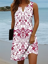 Χαμηλού Κόστους Boho φορέματα-Γυναικεία Μίνι φόρεμα Φόρεμα ριχτό Φόρεμα για τον ήλιο Διακοπές Καθημερινό Μπόχο Καθημερινά Αργίες Εξόδου Κανονικό Γραφική Φυλής Αμάνικο Λαιμός με εγκοπή Θαλασσί Κίτρινο Βυσσινί Πράσινο του τριφυλλιού