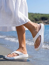 preiswerte Rutschsandalen-Weiße Damen-Strand-Flip-Flops – leichte, wasserdichte Wolken-Sandalen mit ergonomischer Fußgewölbeunterstützung für Sommerurlaube und tropische Inselausflüge &amp;Alltagskomfort