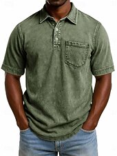 halpa Miesten klassinen poolopaita-SoftFade™ Miesten Happopesu Paita Puuvilla Polo Paita Rentoa Lomaa Kauluskaveri Värikästä Polo Kaulusta Lyhythihainen Muoti Perus Yksinkertainen Vintage Haalistunut Kesä Kevät Normaalimallinen Musta