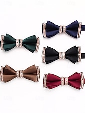 זול חתונה ACC-פפיון פוליאסטר לגברים - אפשרויות צבעוניות, עיטורי אבני חן, גודל מתכוונן, מושלם לחתונות ומסיבות