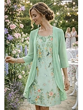 economico Abito Boho-Per donna Insieme del vestito Abito a trapezio Elegante Vacanza Floreale Grafico Stratificato Stampato Abito Midi Manica 3/4 Girocollo Quotidiano Vacanza Blu Rosa Verde Estate Primavera Vestibilit