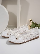 voordelige Platte damesschoenen-Dames ballerina's met witte kanten details - comfortabele instapschoenen van mesh met strikversiering voor op kantoor en dagelijks gebruik. &amp;professionele kleding