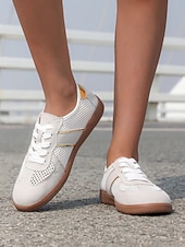 cheap Women's Sneakers-Women's Breathable Mesh Casual Sneakers – Lightweight Lace-Up Walking Shoes, Comfortable Summer Sport Style Trainers for Women, Ideal for Travel, Beach Walks, Daily Wear and Outdoor Activities