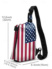  Pánský polyesterový náprsní batoh s velkou kapacitou a nastavitelným popruhem s vlajkou USA pro 250. výročí USA, Den nezávislosti, běžné nošení a outdoorové sporty