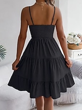 cheap Plain Dress-Women's Knee Length Dress Sundress Casual Dress Slip Dress Elegant Fashion Modern Outdoor Vacation Going out Regular Fit Plain Sleeveless Straps Black Yellow Pink Purple Summer Spring