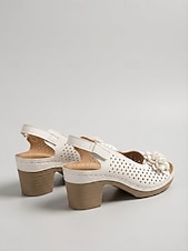 olcso Magassarkú szandálok-női virágos kivágású slingback szandál – kényelmes, vaskos sarkú nyári szandál hétköznapi és kerti parti viselethez