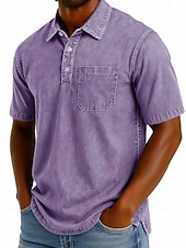 halpa Miesten klassinen poolopaita-SoftFade™ Miesten Polo-Paidat 100% Puuvillaa Happopesu Paita Rentoa Lomaa Kauluskaveri Lyhythihainen Muoti Perus Yksinkertainen Vintage Haalistunut Kesä Kevät Normaalimallinen Musta Vaaleanvihreä