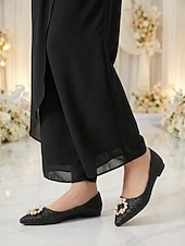 abordables Mère de la Mariée/Marié-Ballerines dorées à paillettes ornées de perles, élégantes chaussures pour la mère de la mariée lors d'un mariage en ville, ballerines confortables à bout pointu pour une occasion formelle.