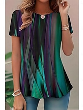  Dames T-shirt Afdrukken Grafisch Verloop Elegant Vintage Stijlvol Korte mouw Lange mouw Strakke ronde hals Normale tops Dagelijks Wit Geel Lichtgroen Blozend Roze Donkergroen Zomer Lente