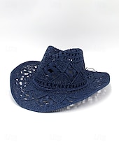 Χαμηλού Κόστους Ανδρικά καπέλα-Ανδρικό ψάθινο καουμπόικο καπέλο western σε πολλά χρώματα, υφαντό καλοκαιρινό καπέλο ηλίου για διακοπές στην παραλία, ρούχα western στυλ, ρούχα σε θέρετρα και καλοκαιρινά πάρτι