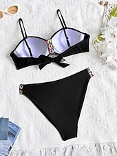 economico Bikini-Per donna Costumi da bagno Bikini Due pezzi Birichino Costume da bagno Snello Senza schiena Vacanza Abbigliamento da Spiaggia Tinta unica Scollo a V Senza Maniche Costumi da bagno