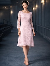 economico Set di abiti per la mamma-Due Pezzi Linea ad A Set di Abiti Lunghezza Tè Abito da invitata a nozze Abito da cerimonia per signora Manica Corta Collo gioiello Elegante Taglie Forti Ospite di nozze Ricevimento di matrimonio