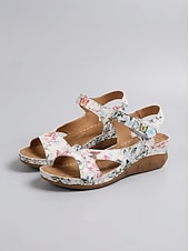 preiswerte Komfortsandalen-Offene Klettsandalen für Damen – lässige, bequeme Keilsandalen für den Sommer zum Gehen und Reisen