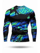 baratos Camisetas e Regatas de Corrida-Homens Abstrato Camisetas Compressão Camiseta de Corrida Primavera Outono Inverno Impressão 3D Manga Longa Secagem Rápida Compressão Power Flex Pavio Humido Respirável Treino de Ginástica Treinamento