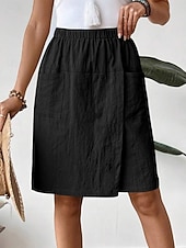 Χαμηλού Κόστους Κάτω-Γυναικεία Λινό από ψεύτικο βαμβάκι Σορτσάκια Καλοκαιρινό σορτς Διακοπές Μοντέρνα Κομψό στυλ street Μήκος γόνατος Ψηλή Μέση Σκέτο Κορδόνι Τσέπη Ελαστική μέση Άνεση Ικανότητα να αναπνέει Άνετο