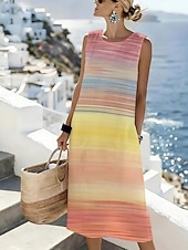 economico Abiti a Strisce e Geometrici-Per donna Abito Midi Abito a Tubino Vestito Estivo Abito a trapezio Vacanza Casual Boho Spiaggia Uscire Vestibilità comoda Grafico Geometrico Senza Maniche Girocollo Nero Rosa Verde Grigio chiaro