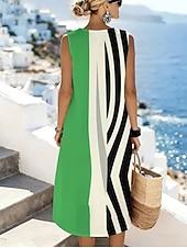 economico Abiti a Strisce e Geometrici-Per donna Abito Midi Abito a Tubino Vestito Estivo Abito a trapezio Vacanza Casual Boho Spiaggia Uscire Vestibilità comoda Grafico Geometrico Senza Maniche Girocollo Nero Rosa Verde Grigio chiaro