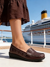 economico Donne-Mocassini da donna in morbida similpelle con design traspirante e traforato, comode e leggere ballerine per donna, per passeggiate casual, lavoro, viaggi &amp;abbigliamento quotidiano