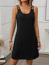 abordables Robe blanche-Femmes Mini Robe Robe Décontractée Robe Nuisette Élégant Mode Moderne Extérieur Vacances Sortir Coupe régulière Uni Sans manches Col en V Bleu Noir Vert Claire Rose Claire Été Printemps