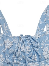economico Vestito bianco-Per donna Abito maxi Abito a corsetto Abito a trapezio Abito Estivo Abito Sottoveste Casual Quotidiano Spiaggia Ferie Vestibilità regolare Floreale Grafico Senza Maniche Collo quadrato Blu Estate